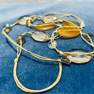 34” Long Woven Cord Beaded Necklace with Silver-Tone Lobster Clasp